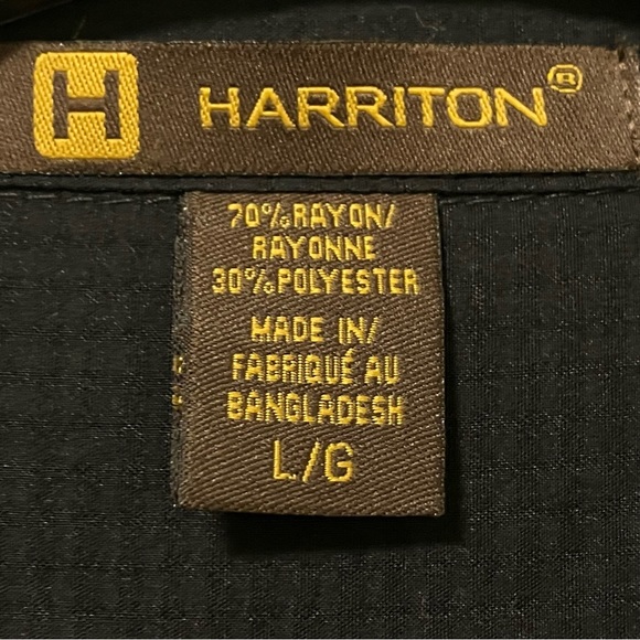 Harriton Embroidered Jukebox Vinyl Richie King Of Burgh Black Button Down Shirt - Picture 6 of 7